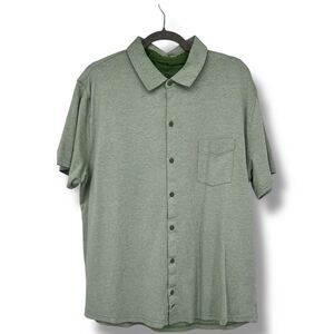 Fabletics Shirt Men XXL Green The Dash Short Sleeve Button Up Knit